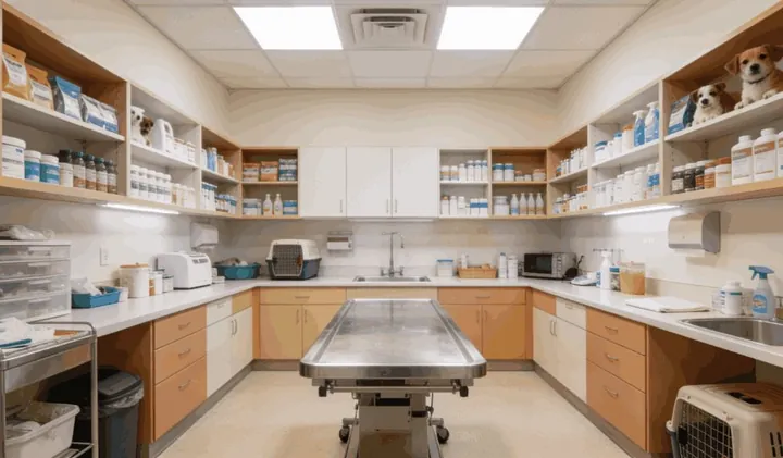 Veterinary clinic examination room