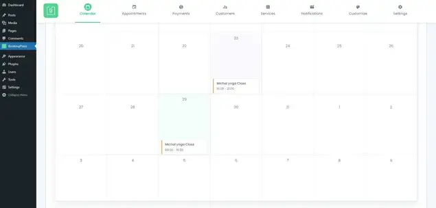 BookingPress Appointments screen