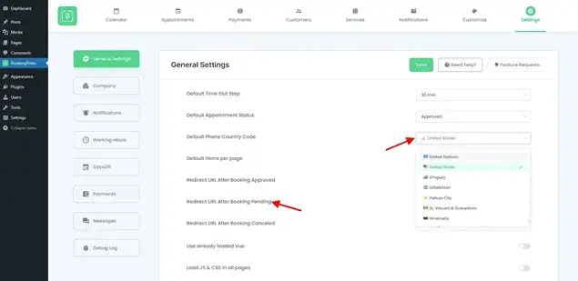 BookingPress settings screen
