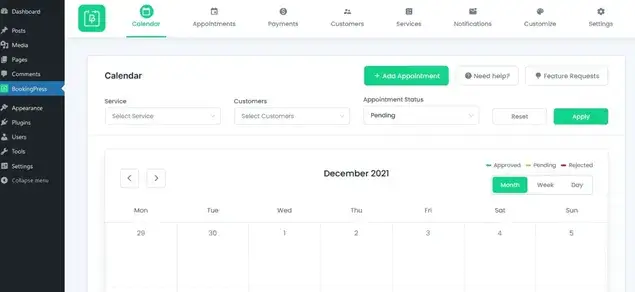Bookings calendar