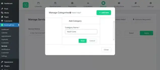 Manage BookingPress Categories