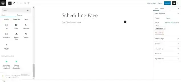 scheduling page