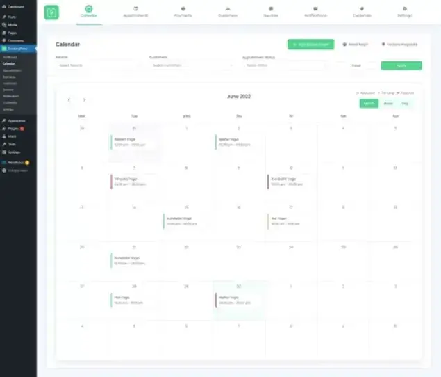 bookings calendar