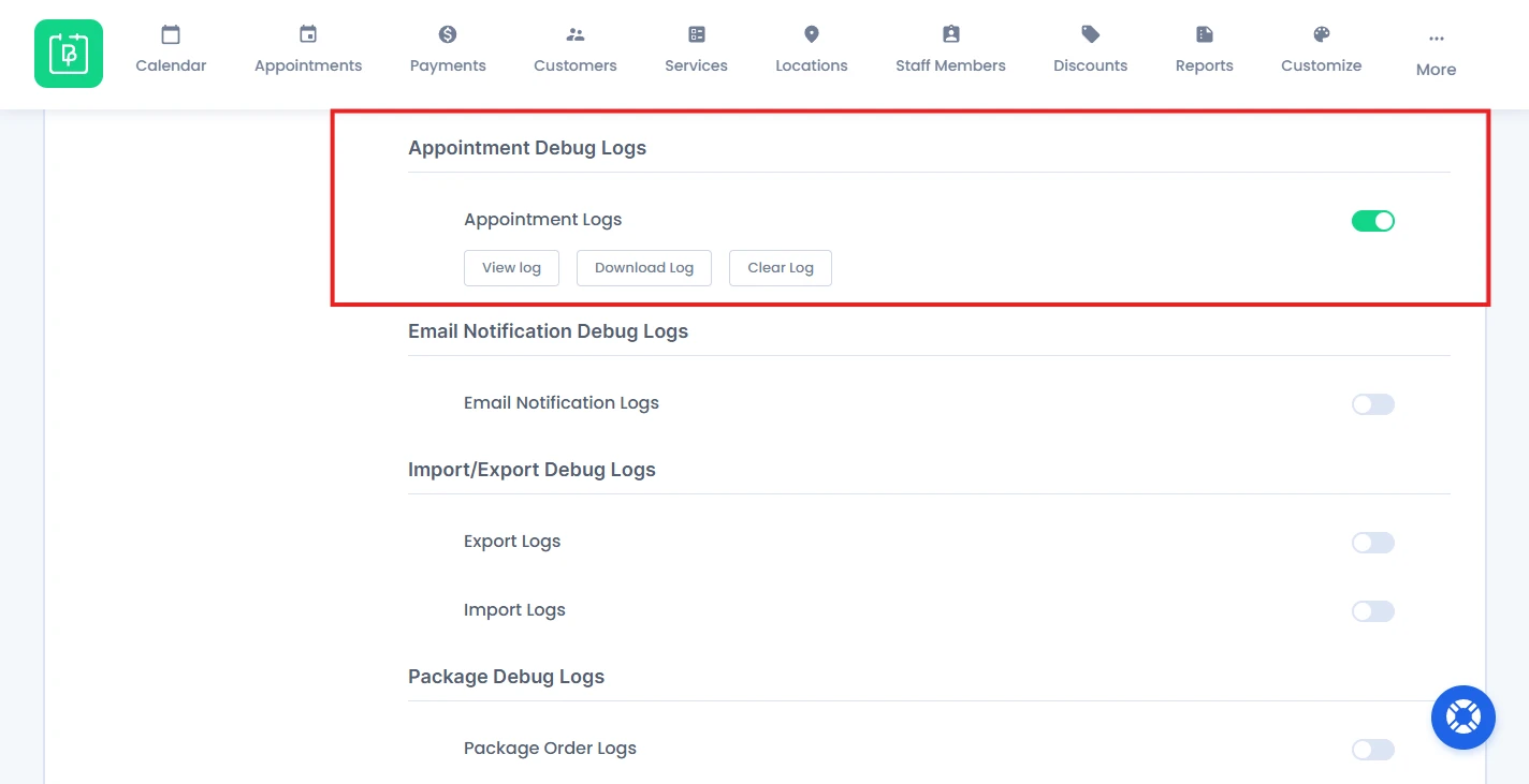 Appointment Debug Logs