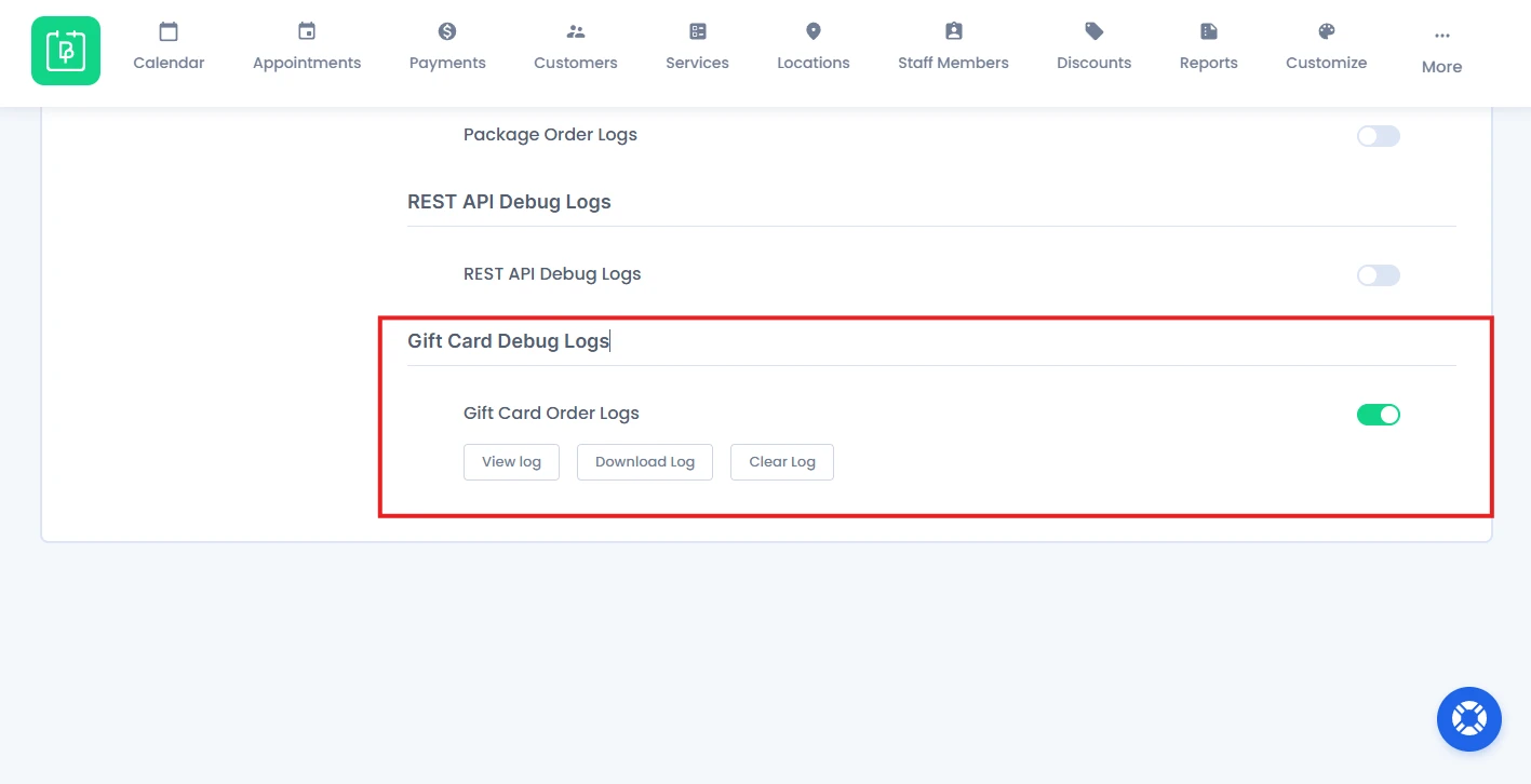 Gift Card Debug Logs