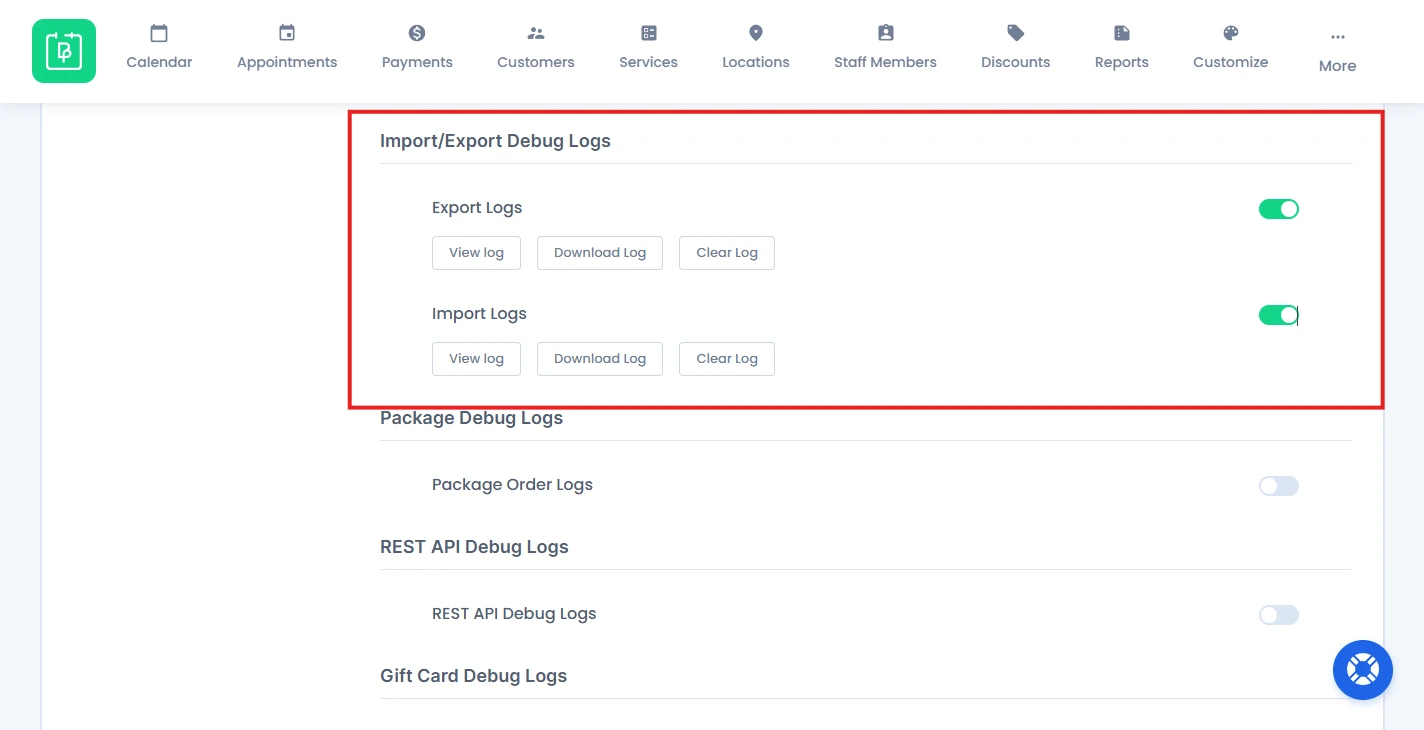 Import/Export Debug Logs