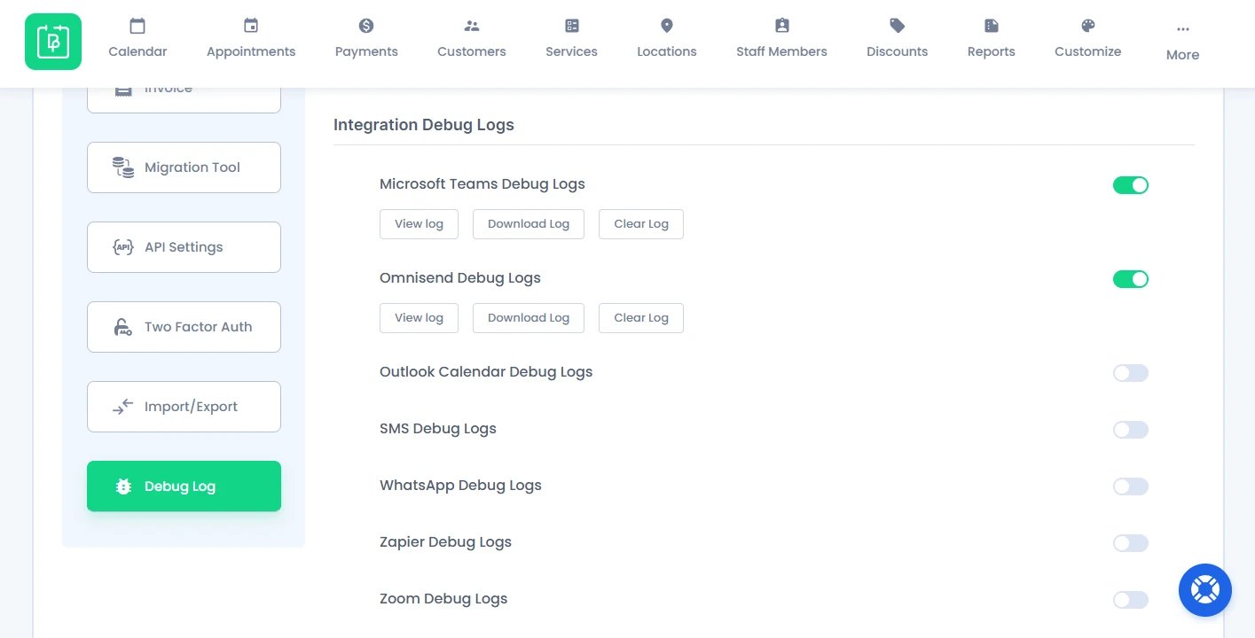 Integration Debug Logs