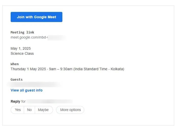 Google Invitation Mail