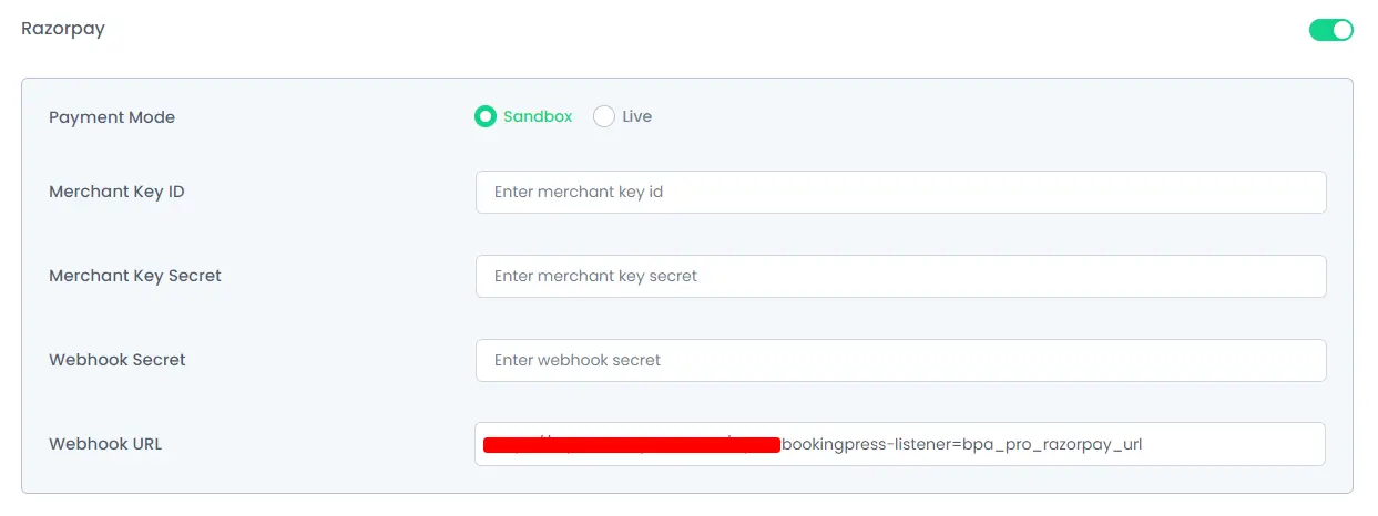 Razorpay Payment Settings