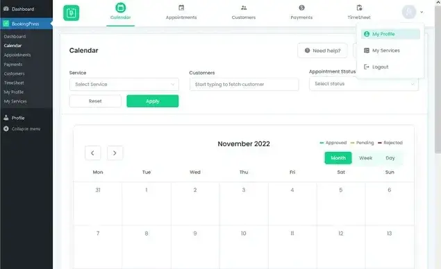 BookingPress Calendar View