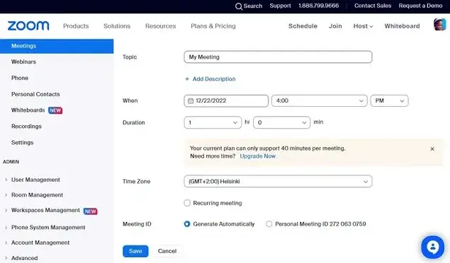 zoom meeting dashboard