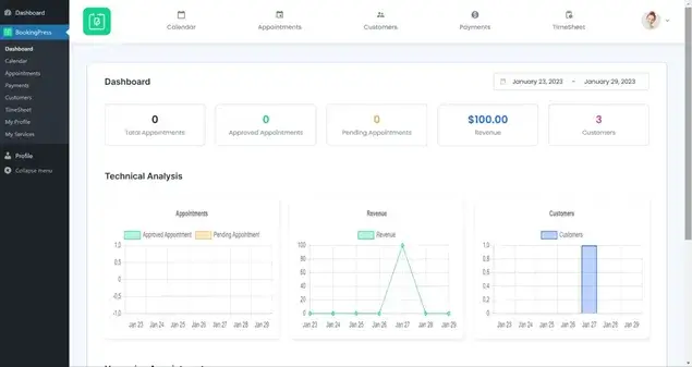 insightful dashboard of bookingpress
