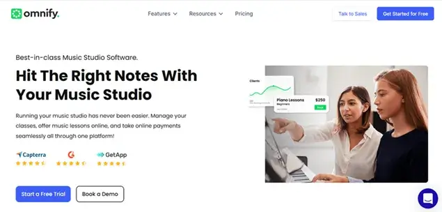 Omnify Music Studio Scheduling Software