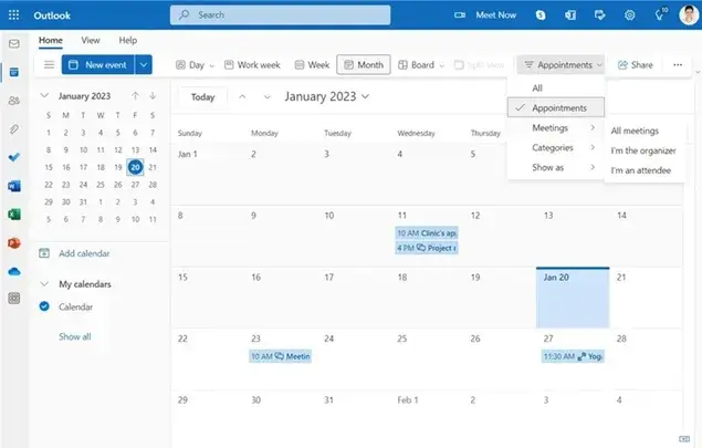 Send to invite others and schedule a meeting in Outlook
