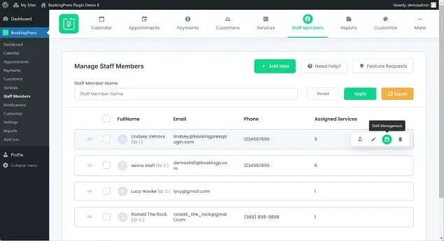 Add coaches in BookingPress