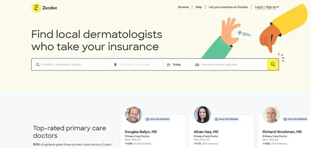 Zocdoc platforms for doctor appointments
