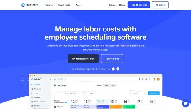 Hubstaff Employee scheduling software