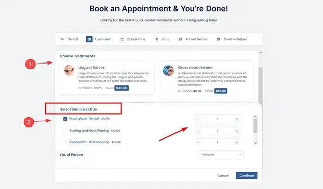 BookingPress extras service
