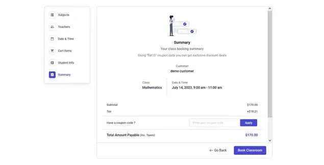 BookingPress summary page