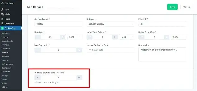 BookingPress waiting list addon