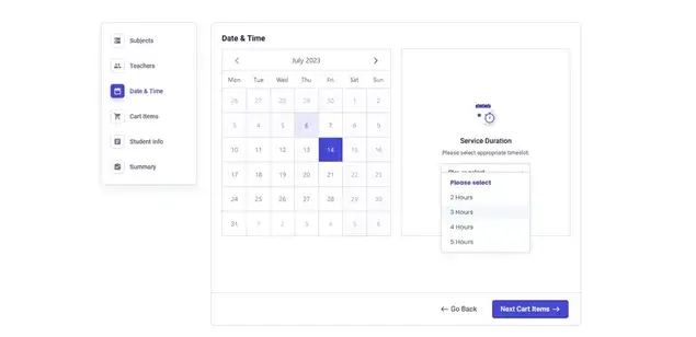 Date and time selection