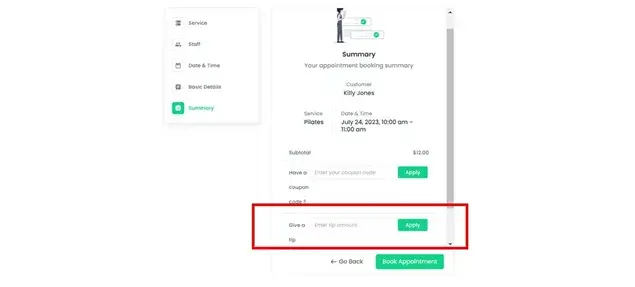 Tip Addon of BookingPress 