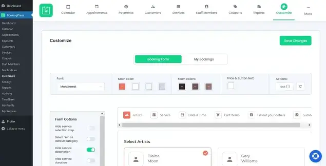 customize the booking form according to your need