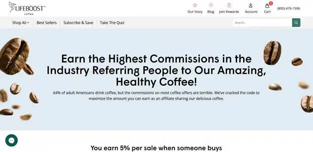 Lifeboost coffee website