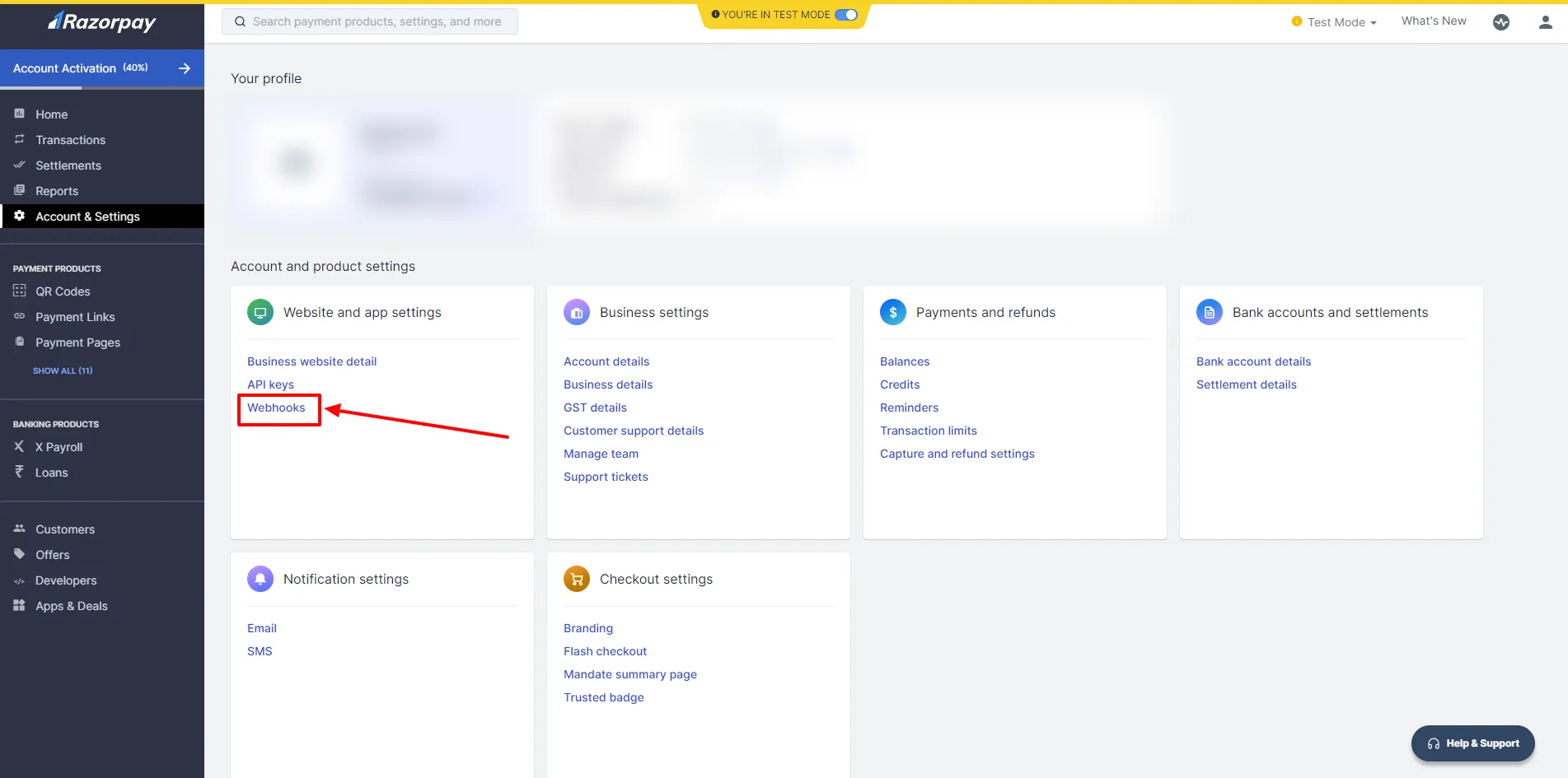 Web site and App Settings