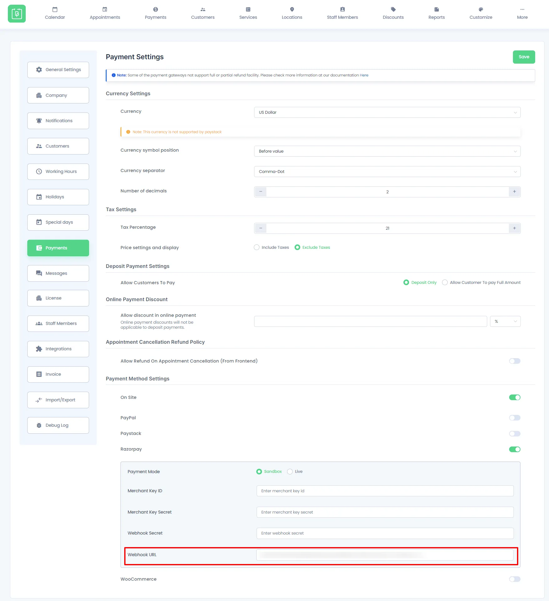 Payment Settings