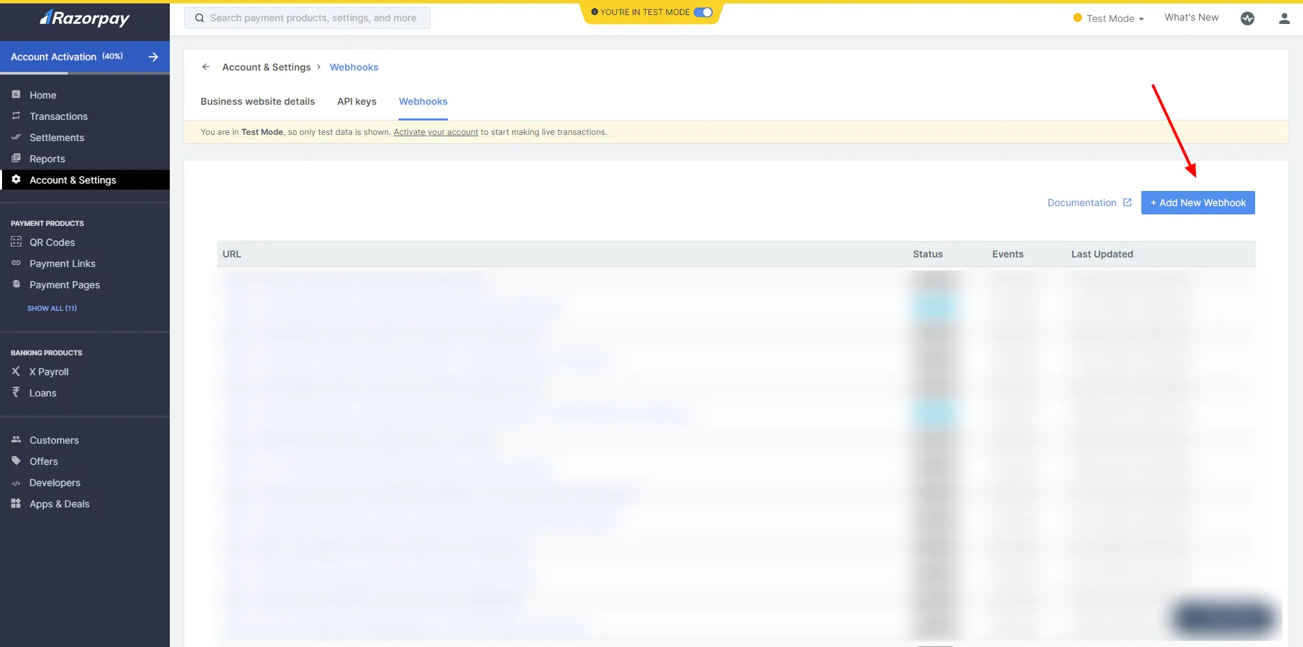 Add new Webhook