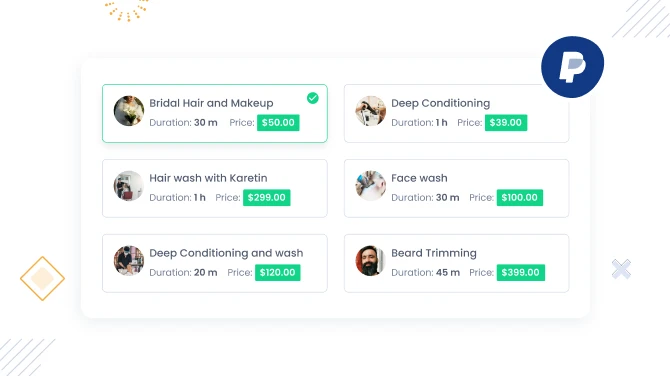 PayPal booking system