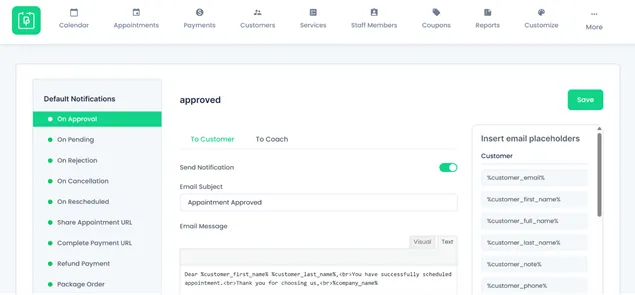 Customize Automated Notifications