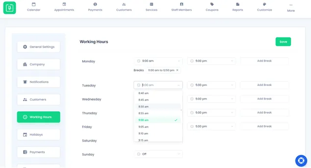 Staff Working Hours