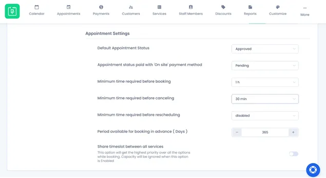 Appointment Settings