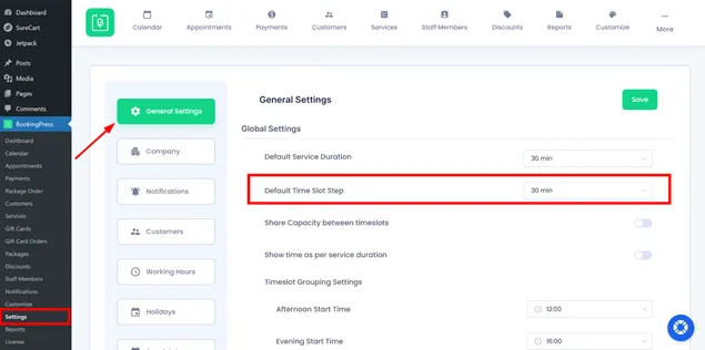 General Settings Page