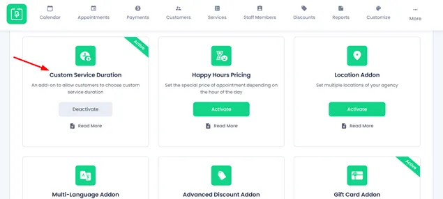 Custom Service Duration
