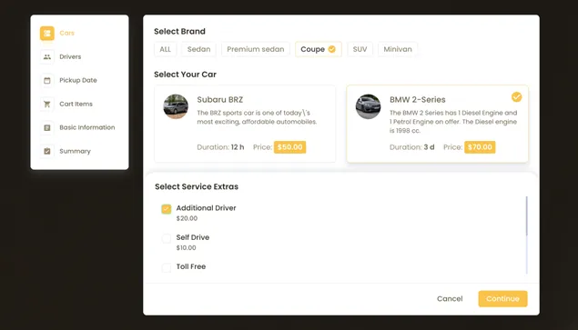 Booking forms with extra add-on option