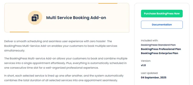 multi service booking add-on