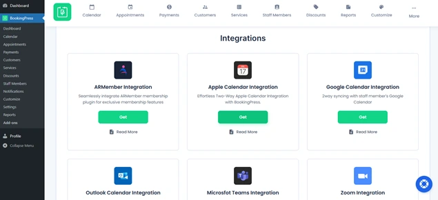 bookingpress integration page