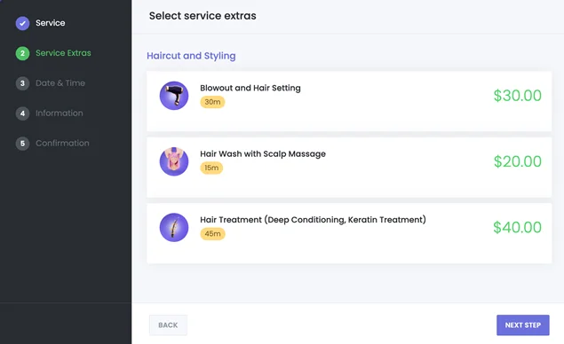 booknetic booking process layout