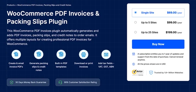 woocommerce pdf invoices & packing slips plugin