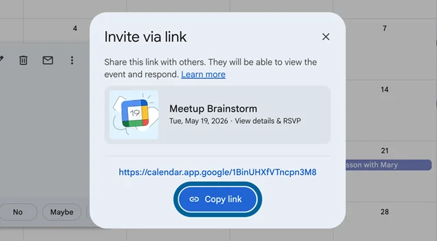 copy google calendar link