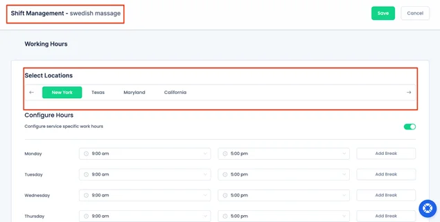 service shift management