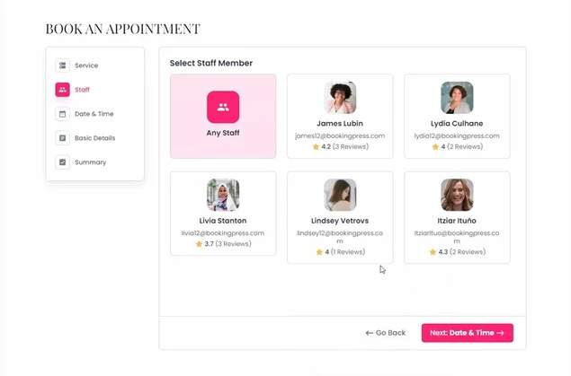staff member with rating