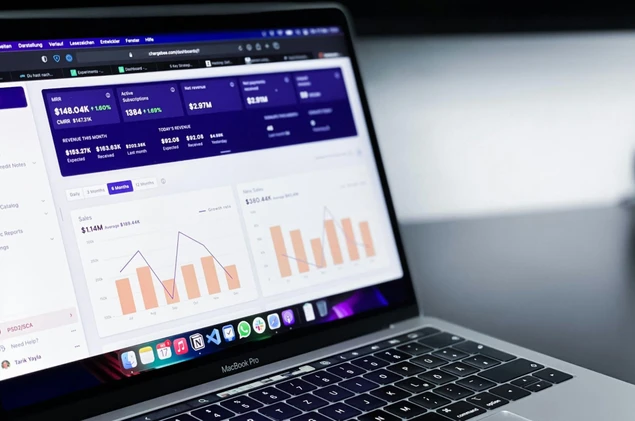analytics dashboard with sales graph