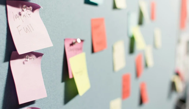 sticky notes on wall