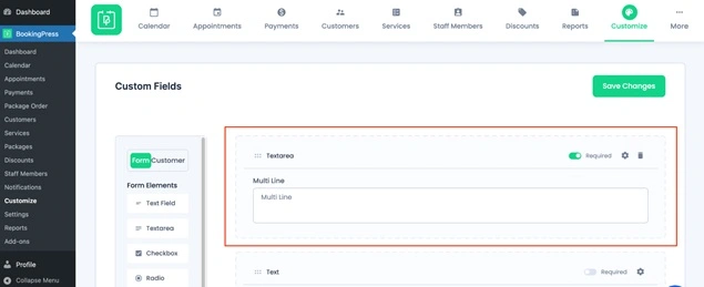 Custom field configuration dashboard