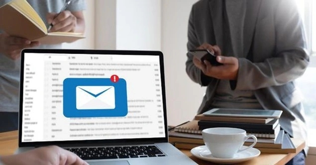 Laptop showing email notification