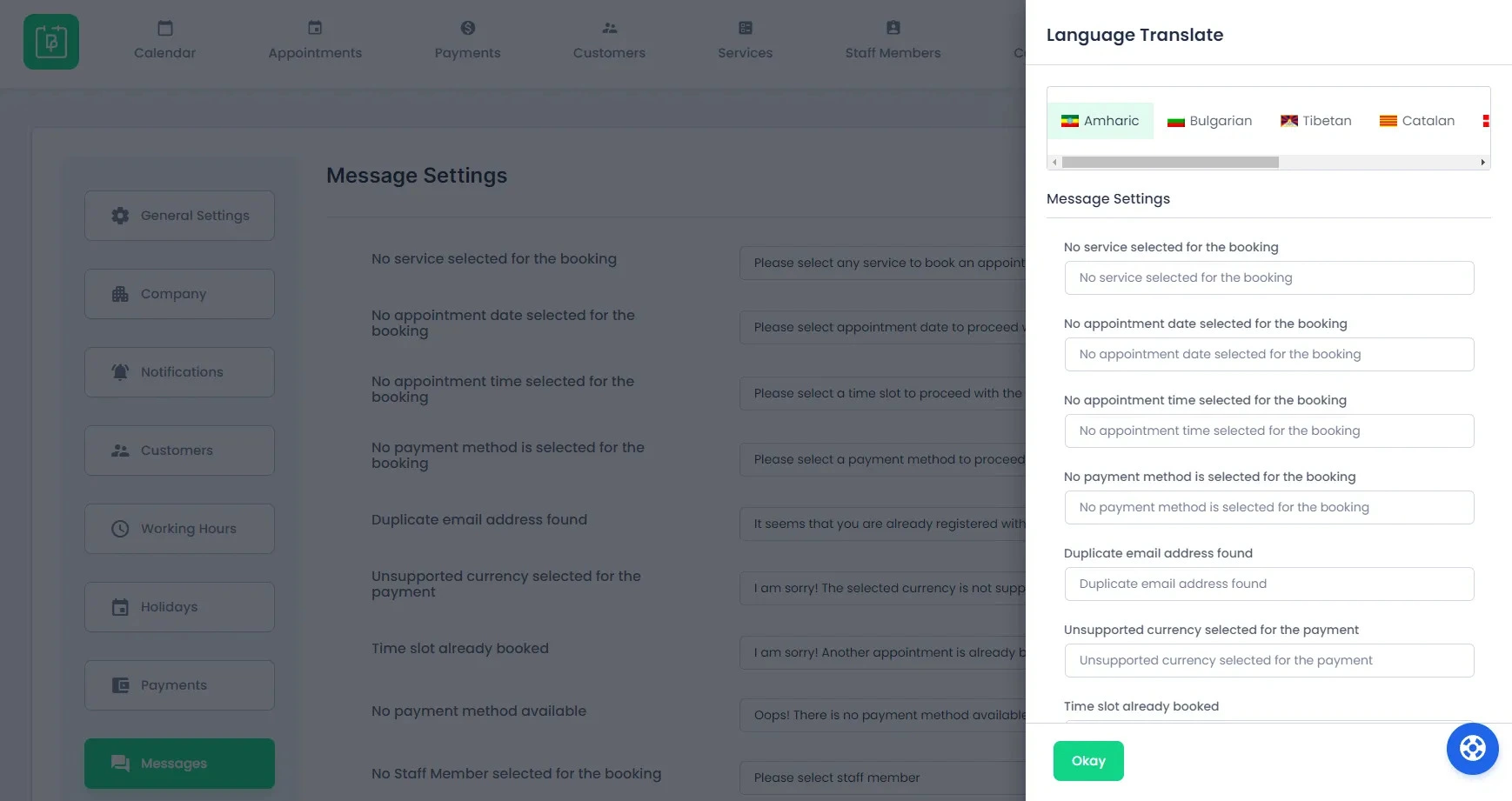 Multi-language settings